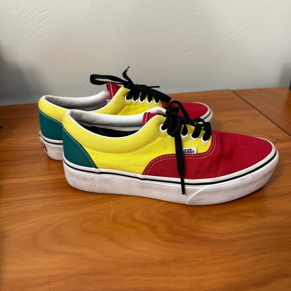 Vans Authentic Era Rally Skate Shoe Red Yellow Blue Black Rasta Skate Sneaker W8 - Picture 4 of 9